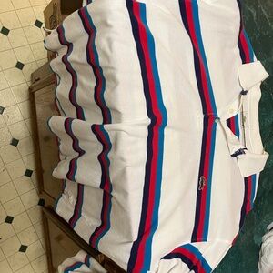 Vintage Lacoste Rugby White Polo Shirt Striped Long Sleeve Mens size 9